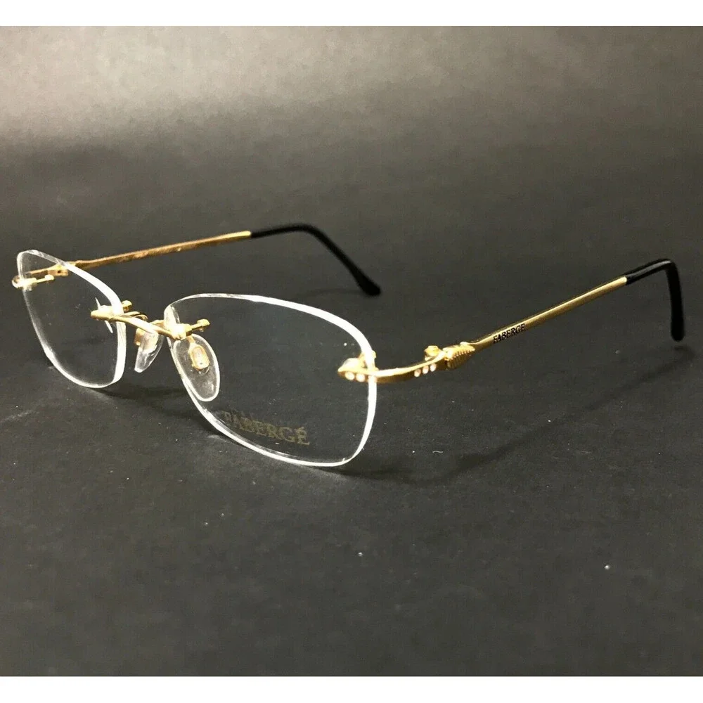 Faberge Eyeglasses Frames FB014 /20 6050 23KT Gold Plated Rimless 51-18-130